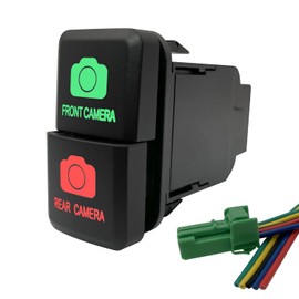 BACAUTOPARTS Front/Rear Camera Push Button Switch Red & Green Backlit Push Switch Replacement Kit for Toyota Landcruiser Prado Tacoma 4Runner 3Amp/12V (1.54'' X 0.83'')