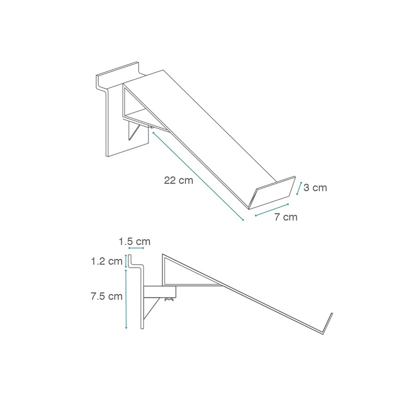 ZAPATERA DE ACRILICO GIRATORIA TRANSPARENTE PARA PANEL RANURADO | 10