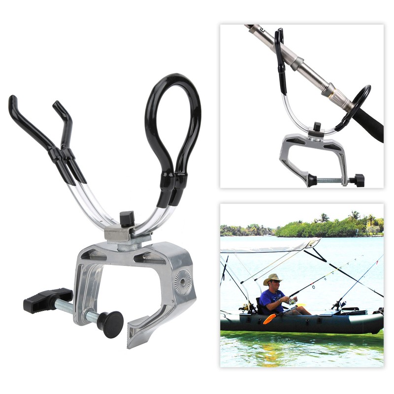 Aluminum Alloy 360 Degree Adjustable Boat Rods Holder Fishing Pole