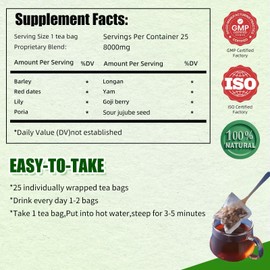 Eastrue-Sleep Time Tea for Bedtime-Traditional Chinese Herbal Tea for Sleep with Sour Jujube Seed(酸枣仁),Goji Berry,Red Dates ,Barley, Caffeine-Free Sleepy Tea for Nighttime Calm & Relaxation,Organic,25 Tea Bags