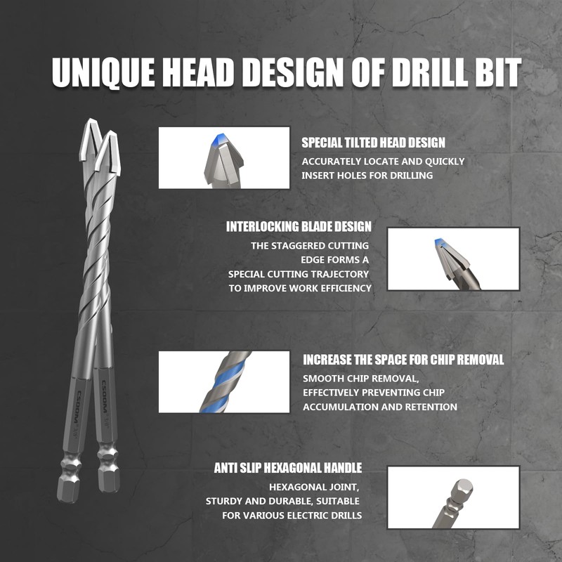 CSOOM 10PCS Latest Upgrade High Strength Eccentric Twist Drill Bit,