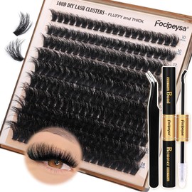 Fluffy Eyelash Extension Kit Volume Lash Clusters Kit 10-18mm Individual Lashes Clusters 100D DIY Lash Extension Kit 200pcs Clusters Lash with Bond and Remover Lash Applicator by Focipeysa