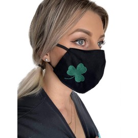 Irish Shamrock Face Mask 100% Cotton Face Mask Triple Layers Washable Reusable Saint Patrick's Day Face Covering FBA
