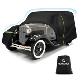QUNSUNUS Waterproof Car Cover for Ford Model A Sedan/Convertible 1928-1931, All Weather Outdoor Car Covers with Zipper and Elastic Edges for Wind, Sun, UV and Dust Protection
