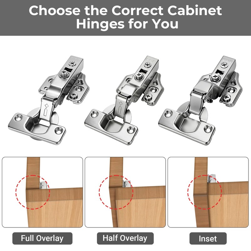 VIPMOON 4Pack Inset Soft Close Cabinet Hinges-35mm Concealed Hydraulic Slow