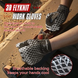 HANDLANDY Heavy Duty Work Gloves Men, Touchscreen TPR Impact Reducing Work Gloves, Non-Slip Breathable Mechanics Gloves