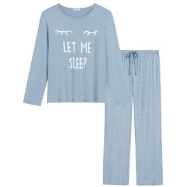 Amorbella Bamboo Pyjamas Set for Women Ultra Soft Light Jammies for Ladies (Dusty Blue, X-Large)