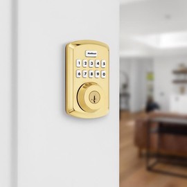 Kwikset 9240TRL-L03 Traditional Powerbolt Electronic SmartCode Deadbolt with RCAL Latch and RCS Strike Lifetime Brass Finish