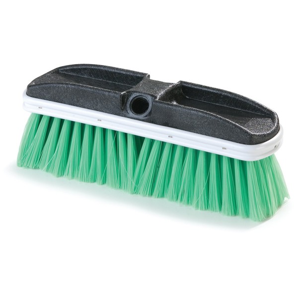Carlisle FoodService Products Flo-Pac Plastic Scrub Brush, Cleaning Brush, Wash Brush with Flagged Nylex Bristles for Cleaning, 10 Inches, Green
