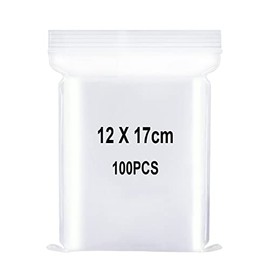 Ziplock Bags, Lockable Plastic Bags, Large Zip Bags, Resealable Plastic Bags, Applicable Kitchen Storage, Storage of Office Supplies etc. 12 x 17 cm, Pack of 100