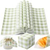 100 Pcs Green Checkered Wax Paper Sheets for Food Wrapping