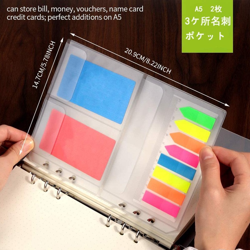 LOORIPRO A5 Personal Organizer Refill, Clear Pocket, Set of 10,