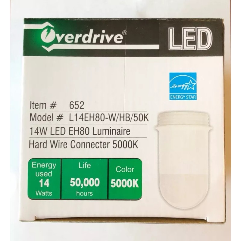 Overdrive 652 14W 5000K EH80 LED Jelly Jar Replacement Luminaire
