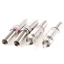Aexit 4 (Terminal, connector) Pcs Spring End RCA Male Audio Video Adapter Connector (43ry198qf423) Silver Tone