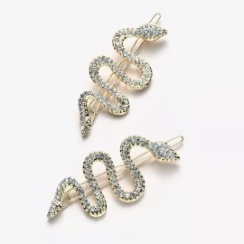 Nanysfashion 2 Broches  Pasador Para Cabello Serpiente Cristal Austriaco