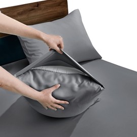 FreshCulture Dark Grey Pillowcases Queen Size 12 Pack - Bulk Pillowcase Set - Envelope Closure - Soft Brushed Microfiber Fabric - 20x30 Inches Pillow Case Set of 12 for Home, Hotels, Schools