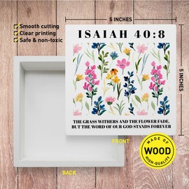 Christian Decor Wooden Box Sign, Religious Scripture Desk Decor Bible Verse Home Office Bedroom Decoration, Our God Stand Forever, Christian Gifts for Women, Baptism Christening Gifts for Girls