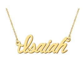 18k Gold Plated Isaiah Name Necklace for Womens Mens Stainless Steel Birthday Father Day Jewelry