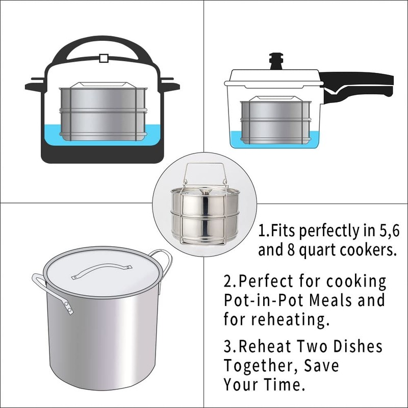 Stackable Steamer Insert Pans- Instant Pot Accessories 6 Qt-2 Silicone