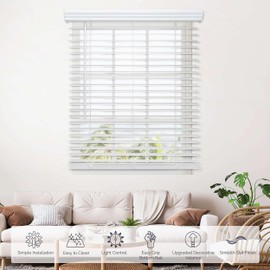 Linen AVENUE Cordless Faux Wood Blind White 22 W x 72 H, Outside Mount