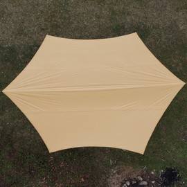 4.5X4.5m Large Camping Tarp Tent Ultralight Waterproof Hammock Rain Fly Mutifunctional Hexagon Tarpaulin Shelter for Bushcraft Picnic Backpacking Outdoor Survival (Beige Hexagonal Tarp, 15x15ft)