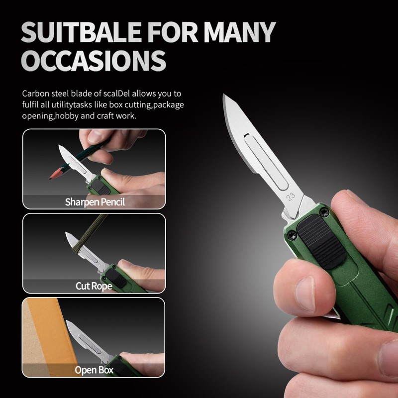 cckk Utility Knife, Aluminium Alloy Pocket Knife with Clip, Black