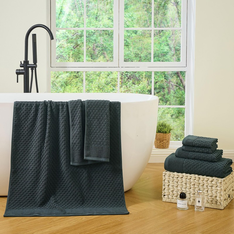 Simple&Opulence Premium 100% Cotton Towel Set 6 Piece, Jacquard Soft