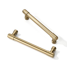 TUNNY 10 Pack Modern Round Cabinet Handle-3.8"/96mm Screw Spacing Champagne Bronze Furniture Hardware Handles for Kitchen Cabinets Bedroom Cabinet Pull