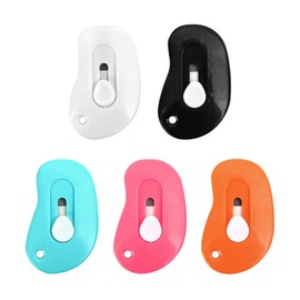 HLLMX 5 PCS Mini Utility Knives Box Cutter Retractable Letter Opener Mini Carry-on Small Box Cutter Manual Button Keychain Opener Paper Cutter for Envelope, Package, Paper Cut, Safe Mail Opener