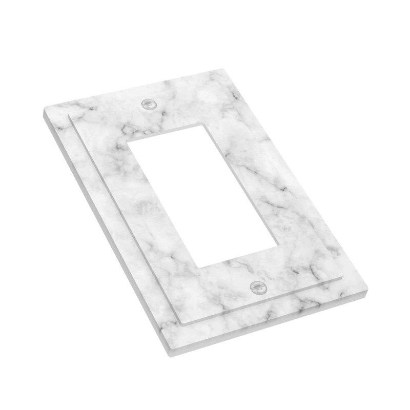 White Grey Marble Single Rocker Wall Plate Decorative Outlet Light
