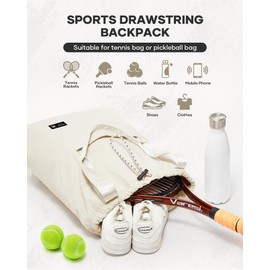 Paul Frank Tennis Bag,Tennis Pickleball Backpack For Women,Pickleball Bag,Gym Bags For Men Drawstring Backpack Holds 2 Rackets Beige