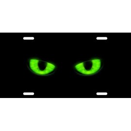 Signs and Novelties Neon Green Cat Eye License Plate