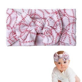JDRGJTH Baseball Baby Headband Turban with Bow,Baseball Hairband Bowknot Newborn Baseball Bow Headwarp,Wide Hair Band Baseball Hair Bow for Girl Toddler Infant