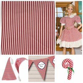 Tela estampada de algodón a rayas rojas y blancas de 1 yarda de ancho 60 pulgadas para costura, manualidades y decoración del hogar