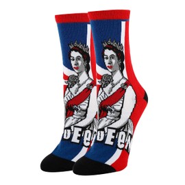ooohyeah - Calcetines divertidos para mujer, con temática política, divertidos calcetines de vestir locos, para zapatos de mujer, talla 5-10, Queen E Blk, 5-10
