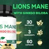 Lions Mane with Ginkgo Biloba Supplement - 60 Capsules -