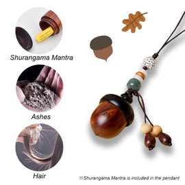 Acorn Urn Necklaces for Ashes Cremation Memorial Keepsake Ebony Phone Strap Pendant Cuibourtia Wood Phone Charm Buddhism Mobile Pendant Shurangama Mantra Jewelry (Wood color-Phone Charm D)