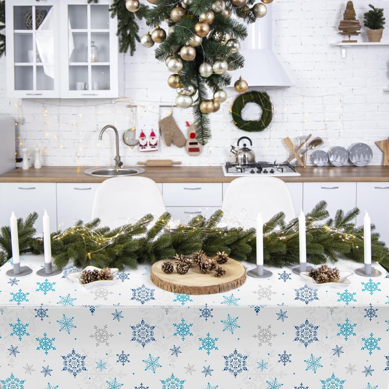Christmas tablecloth, 3 pieces snowflake tablecloth, Christmas snowflake tablecloth, Christmas