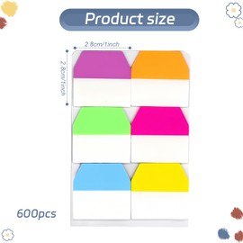 600 Pcs Page Markers Tabs,Colorful Post It Tabs,Multi-Purpose Sticky Tabs Page Markers, Page Labels for Book Labels Stickers Index Marks Office School