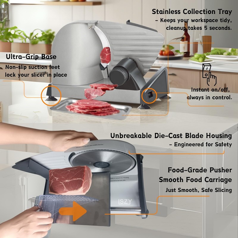 Meat Slicers, Electric Meat Slicer Machine for Home with 2