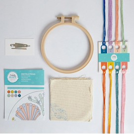 Simply Make Embroidery by Numbers, Seashells, Multicoloured, Single Craft Kit, Stitch and Sewing Kit That Includes Embroidery Threads, Craft Kits for Adults UK, Embroidery Kit with Embroidery Hoop
