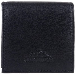 Oakridge Leather Mens Square Pocket Size Coin Tray Purse - Black