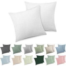 ATsense Set of 2 Cushion Covers Measuring 80 x 80 cm, 100% Washed Cotton, with Zip, Super Soft Premium and Cosy Cushion Covers, White