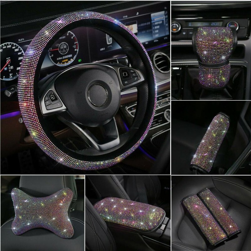 Crystal Steering Wheel Cover Auto Shift Gear Cover Practical Durable