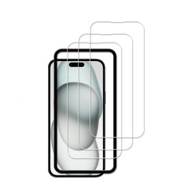 HKKAIS Easy Alignment Frame Designed For iPhone15 Tempered Glass Screen Protector Film 3-Pack