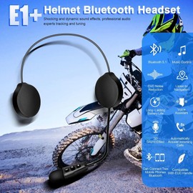 Motorcycle Helmet Bluetooth Headset, Bluetooth 5.1 Headset Intercom,HD sound quality E1+,specially designed for safety motorcycle riding,connect 2 mobile phones