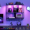 HOOBRO Gaming Floating Shelves with LED Lights, 28.7" LED Wall