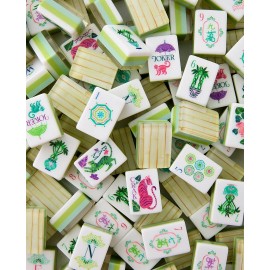 ,American Mahjong Set with 160 Tiles, Custom 4-Layer American Mahjong Tiles,OMM Mahjong Tiles,Acrylic Luxury MahjongColor: Bamboo