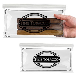 APQ Paquete De 50 Bolsas De Puros Con Cierre Deslizante De 10 x 5. Bolsas De Plástico Transparente Impresas Con "Puros Finos" 25,4 x 12,7 cm. Bolsas De Polietileno De Baja Densidad Con 3 Mil De Espesor. Bolsas Con Cierre Deslizante Almacenamiento