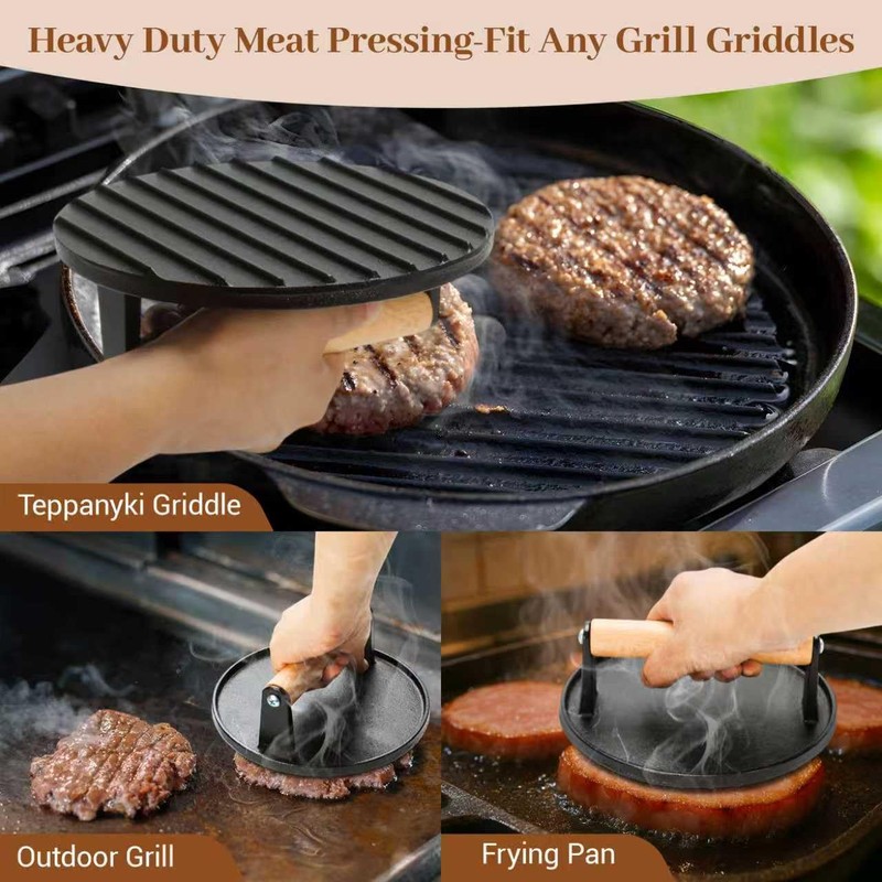 Eoufore Smash Hamburger Press Kit,Around Burger Press,Hamburger Spatula and Stainless
